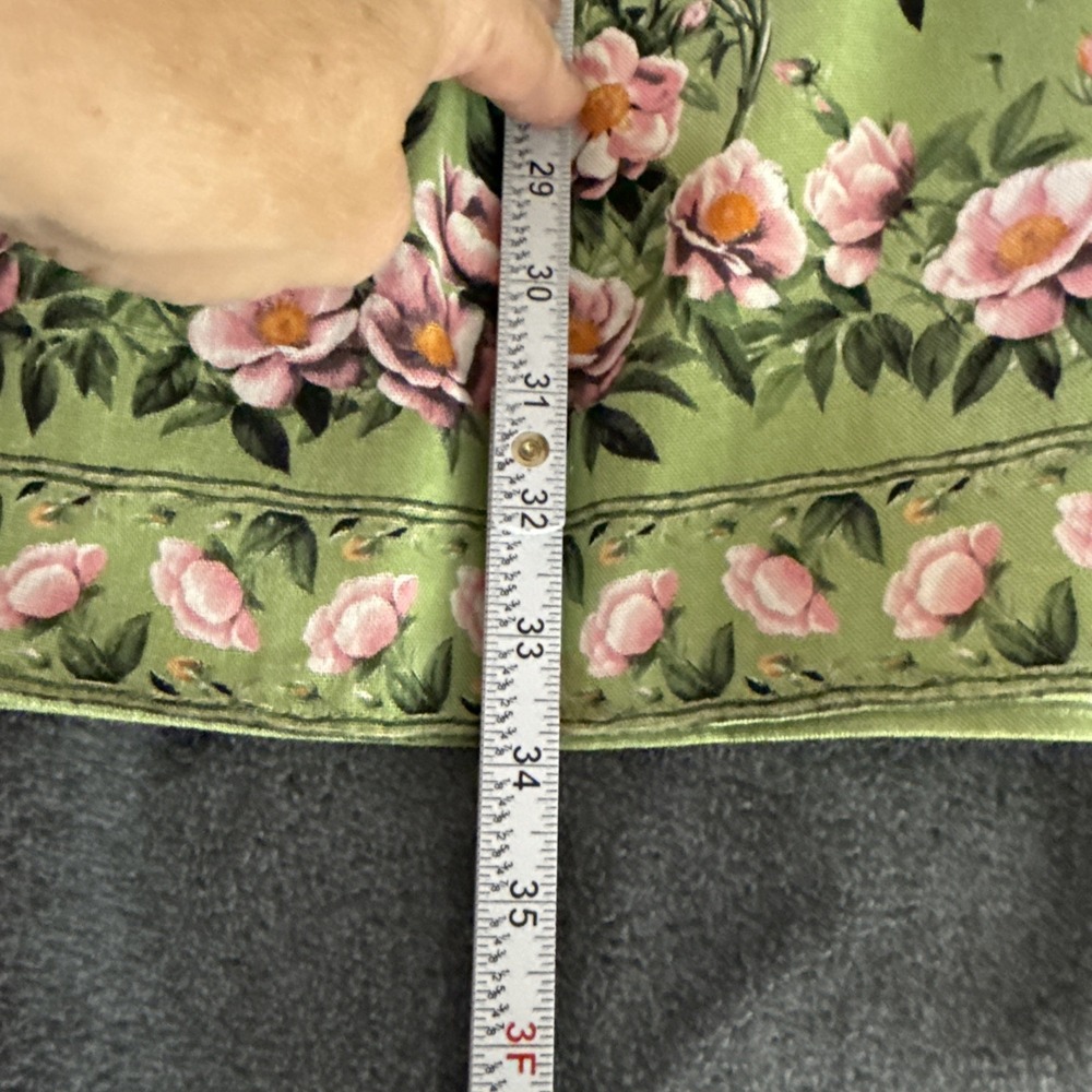 Max Studio Green Floral Midi Skirt women's sz M Cottagecore Prairie Linen Blend - Picture 7 of 10